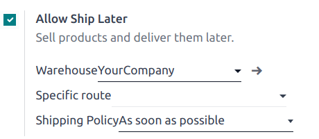 setări pentru a activa și configura funcția de expediere ulterioară