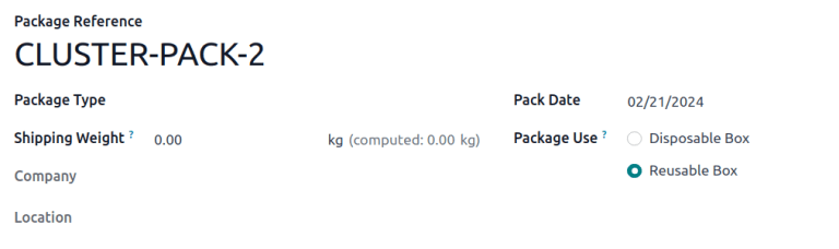 Skapa nytt paketformulär.