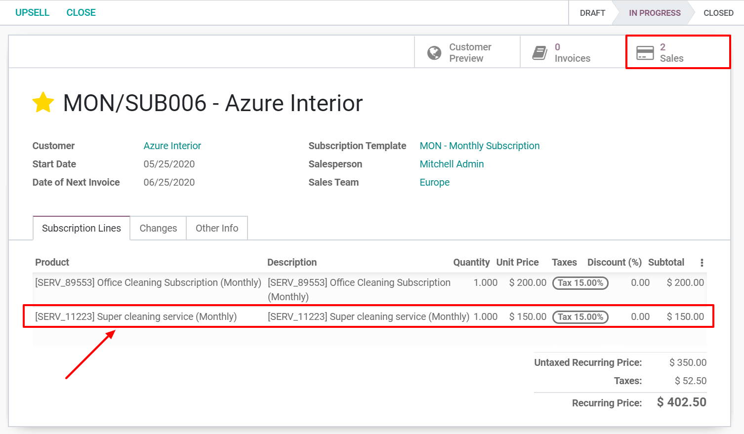 Visualisera alla dina prenumerationsuppdateringar med Odoo Subscriptions