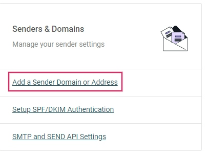 在 Mailjet 界面添加发件人域名或地址。