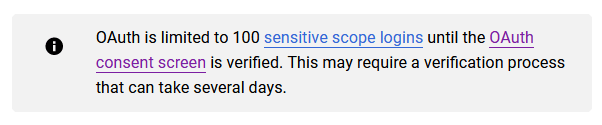 OAuth 仅限 100 个敏感范围登录。