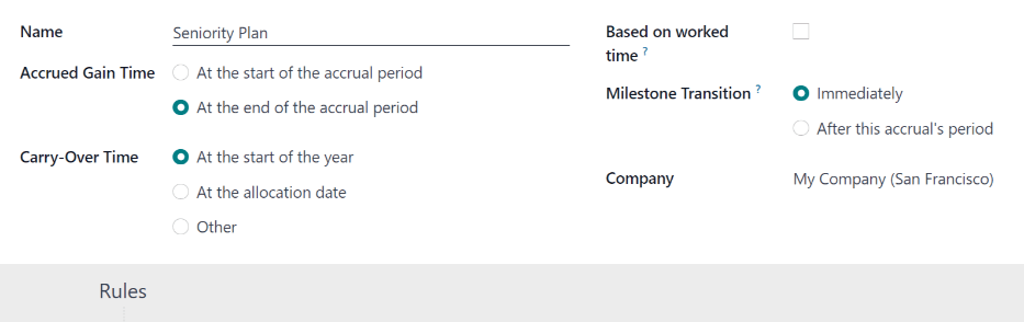 An accrual form with all the entries filled out.