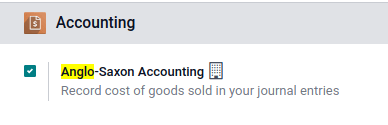 Show the Anglo-Saxon accounting mode feature.