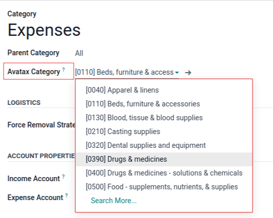 Specify Avatax Category on products