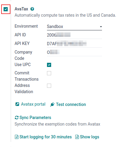 Configure Avatax settings