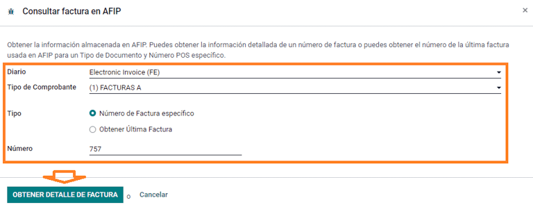 Consult invoice in AFIP.