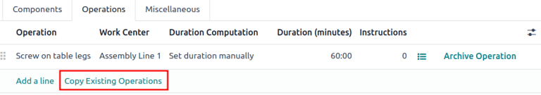 Copy Existing Operations feature.