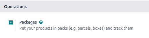Activate the *Packages* setting in Inventory > Configuration > Settings.