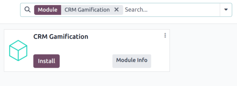 View of the gamification module being installed in Odoo.