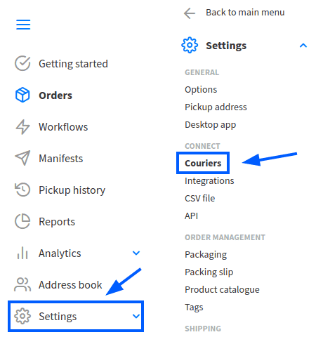 Adding addresses in the Starshipit settings.