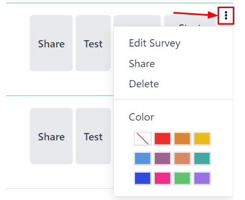 View of the three-dot drop-down menu on the Odoo Email Marketing dashboard.