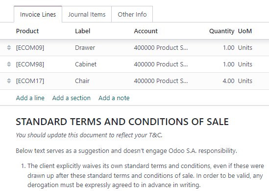 Beispiel für Allgemeine Gerschäftsbedingungen als Notiz