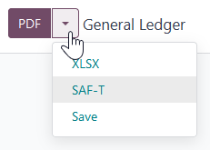 The SAF-T button to export the file in XML format