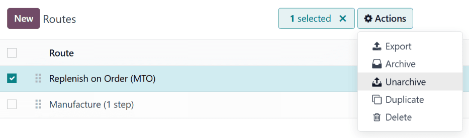 경로 페이지의 보관 취소 작업입니다.