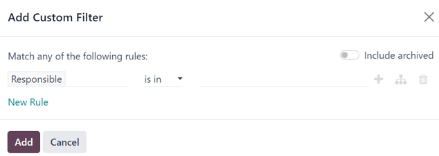 Adicione uma janela pop-up de filtro personalizado que aparece no aplicativo Odoo Marketing por e-mail.