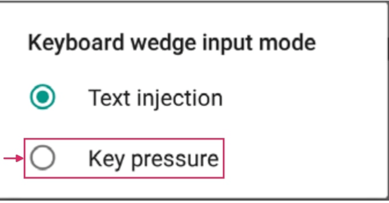 Selectarea modului de introducere pe tastatură pe scanerul Datalogic.