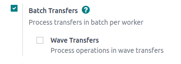 Aktivera *Batch Transfers* i Inventory > Configuration > Settings.