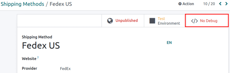 Visa den smarta knappen "No Debug".