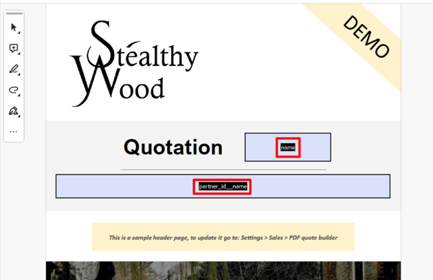 PDF-citat skapas med hjälp av vanliga dynamiska platshållare.