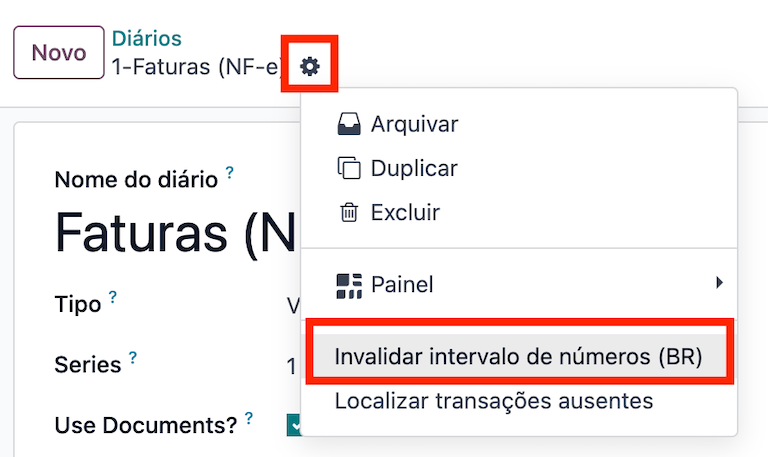 Val av ogiltigförklaring av nummerintervall i Odoo.