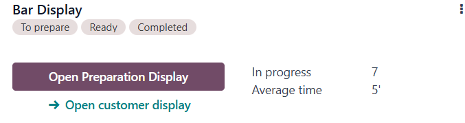 Kanban view of the preparation display