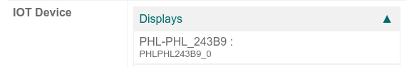 ตัวอย่างชื่อการแสดงผลหน้าจอที่ปรากฏบนหน้าแรกของกล่อง IoT