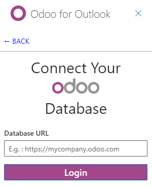 إدخال عنوان URL لقاعدة بيانات Odoo