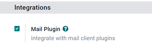 ميزة Mail Plugin في الإعدادات.