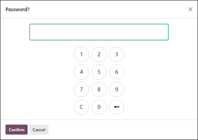 Enter an operator PIN code in the Password? pop-up window.
