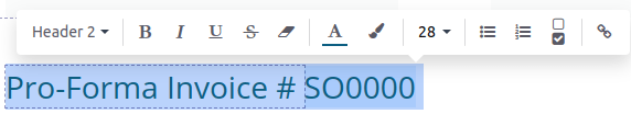 Textformatierung mithilfe des Texteditors.