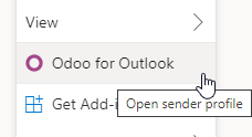 Pulsante componente aggiuntivo Odoo per Outlook