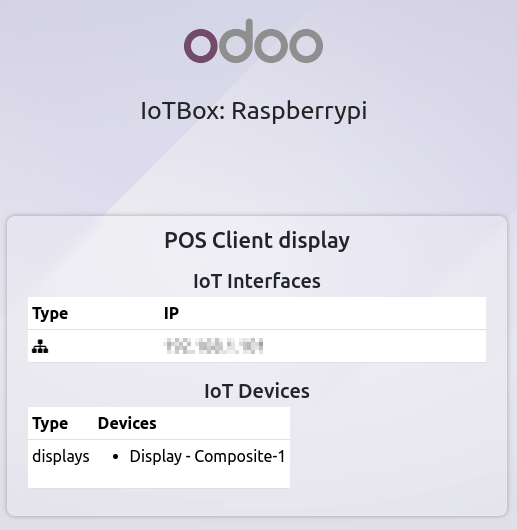 IoT Box のIPアドレスを持つPOSディスプレイ
