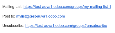 URL-adresser i sidfoten i ett gruppmejl.