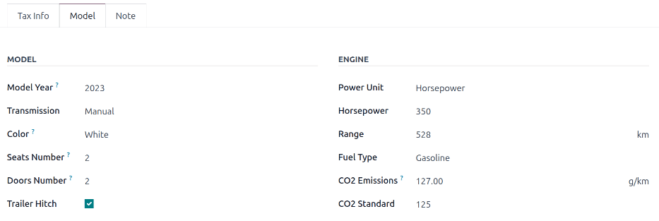 Det nya fordonsformuläret, med fordonsskatteavsnittet.