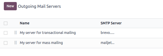 Exempel på uppdelning mellan transaktions- och massutskicksservrar.