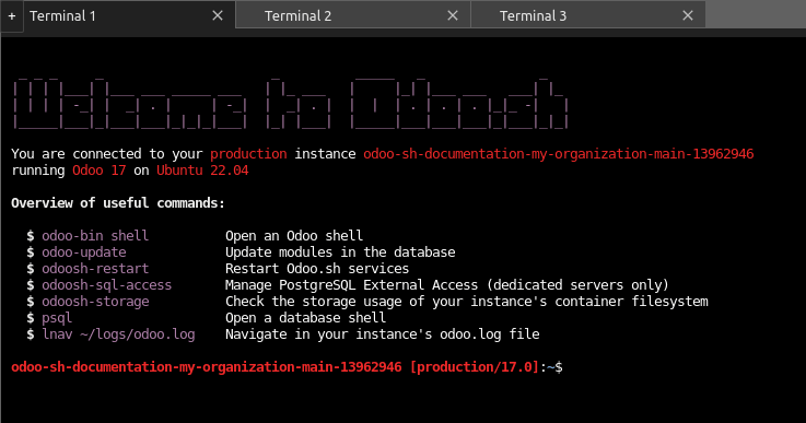 The branches' shell tab