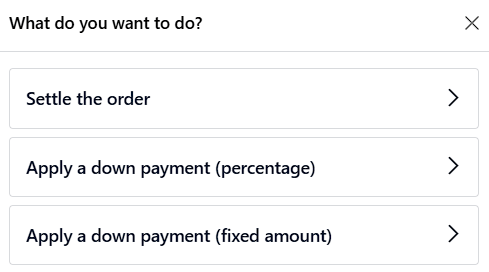 Order settlement options in POS.