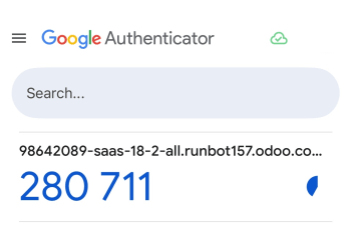عرض لتطبيق Google Authenticator مع رمز من ستة أرقام للمصادقة الثنائية.