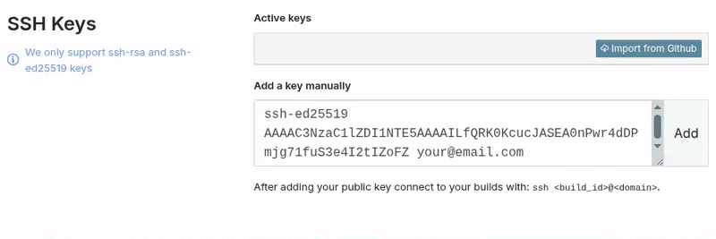 إضافة مفتاح SSH يدوياً