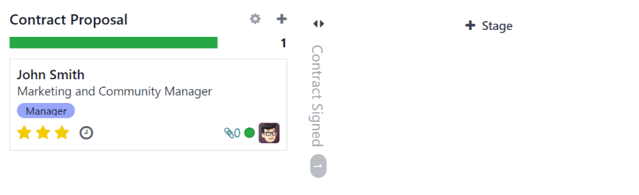 Das Pluszeichen zum Klicken, um eine neue Spalte zu Kanban-Phasen hinzuzufügen.