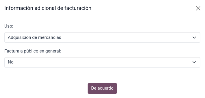 Configuración de facturación para Punto de venta.