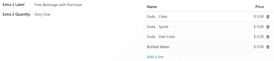 Al doilea dintre extras configurat pentru o băutură gratuită la cumpărare.