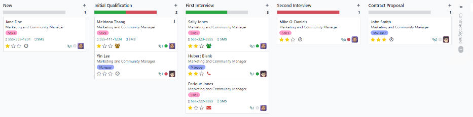 Extindeți o coloană pliată făcând clic pe ea în vizualizarea Kanban.