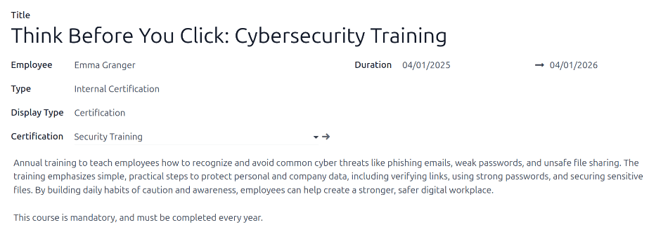 Ett ifyllt certifieringsformulär för ett OSHA-certifikat för byggbranschen.