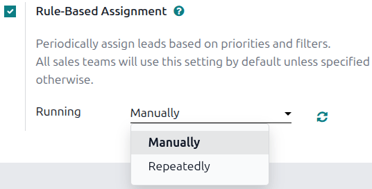 Inställningen Regelbaserad tilldelning i CRM-inställningar.