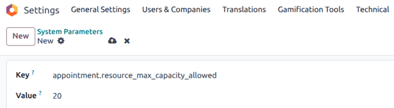 The new system parameter for capacity limits.