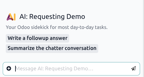 AI prompts configured as buttons in a conversation with an agent.