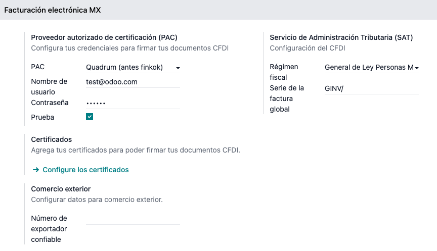 Accounting setting with an MX company.