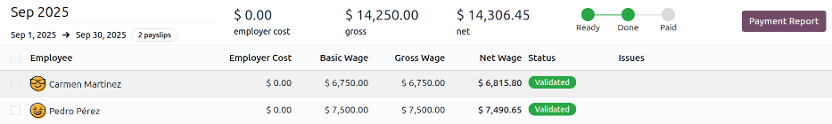 โพสต์รายงานหลายฉบับพร้อมกันจากมุมมองรายงานรายจ่าย พร้อมด้วยตัวกรองที่ได้รับอนุมัติ