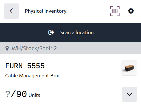 The expected quantity is displayed.